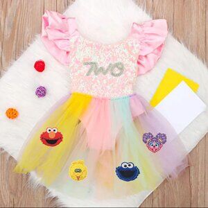 Elmo Romper Sunsuit Cookie Jumpsuit Abby Sesame Street Dress Second Birthday